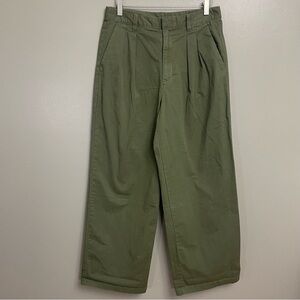 Gap Pants Womens 8 Pleated Wide Leg Khaki Olive Green Boho Hipster